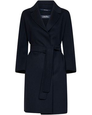 Max Mara Dark Arona Short Belted Coat - Blue
