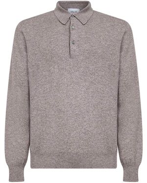 D 40 Dark Wool Blend Knit Polo Shirt - Grey