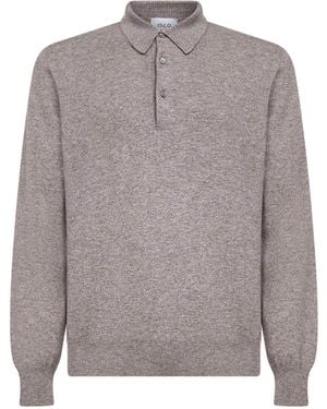 D 40 Dark Wool Blend Knit Polo Shirt - Grey