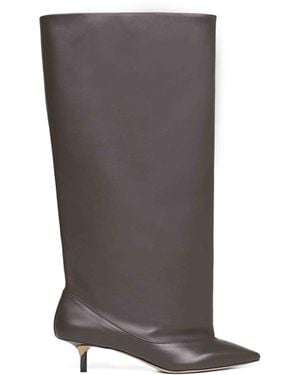 Jacquemus Smooth Leather Wide The High Tourni Boots - Gray