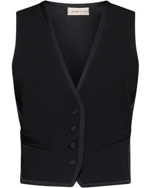 Blanca Vita Gymnoca Viscose-Blend Waistcoat - Black