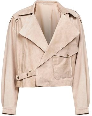 Salvatore Santoro Sand Suede Biker Jacket - Natural