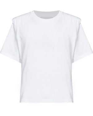 Isabel Marant Cotton Jersey Zelitos T-Shirt With Shoulder Pads - White