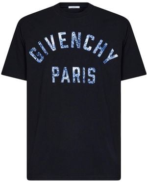 Givenchy Cotton T-Shirt With Paris Pompom Embroidery - Black