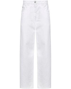 Brunello Cucinelli Ivory Authentic Denim Relaxed Jeans With Monili - White