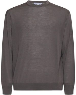 D 40 Taupe Virgin Wool Crewneck Jumper - Grey