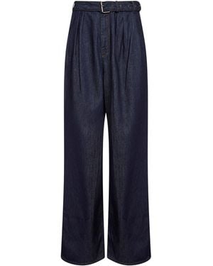 Dries Van Noten Denim Belted Wide-Leg Jeans - Blue