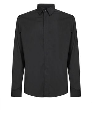 D 40 Charcoal Stretch Wool Blend Shirt - Black