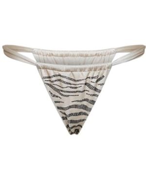 MC2 Saint Barth Rhinestone-Embellished Zebra Pattern Lycra Noelle Cheekiest Bikini Bottom - Multicolour