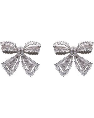 Self-Portrait Crystal Bow Earrings - White
