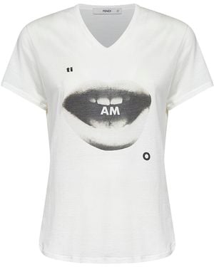 Fendi Cotton Jersey T-Shirt With Ti Amo Print - White