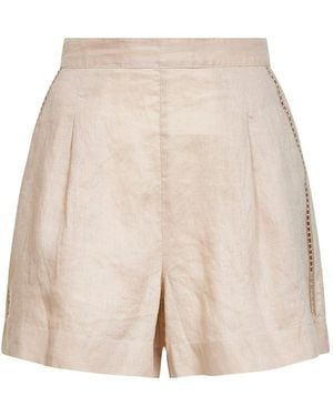 MC2 Saint Barth Linen Embroidered Amani Shorts - Natural