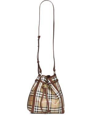 Burberry And Check Small Bucket Bag<Br - Natural