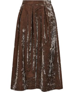 Uma Wang Dark Rose Velvet Gomes Midi Skirt<Br - Brown