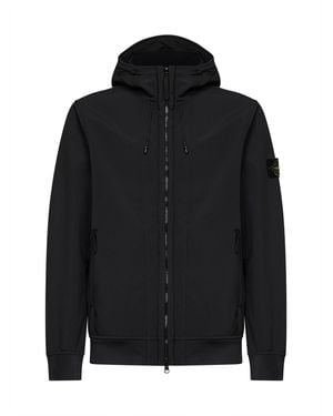Stone Island Soft Shell-R Hooded Jacket - Black