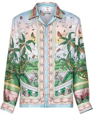 CASABLANCA Laduree X Printed Silk Shirt - Green