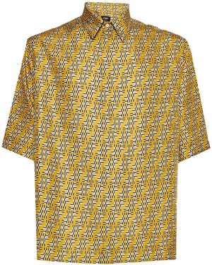 Fendi Ff Labyrinth Silk Shirt - Yellow