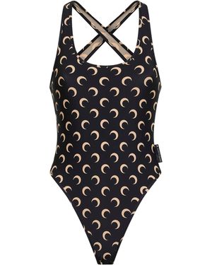 Marine Serre Jersey Moon One-Piece Swimsuit - Black