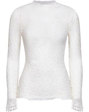 Isabel Marant Stretch Lace Brany Long-Sleeved Top - White