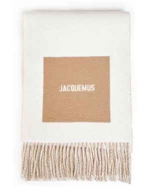 Jacquemus Wool The Rond Carré Jacquard Logo Scarf - White
