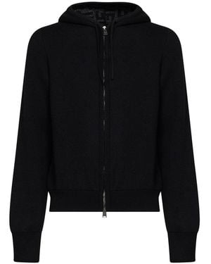 Fendi Ff Zucca Cashmere Knit Zip-Up Hoodie - Black