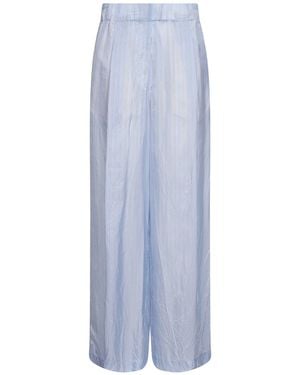 Dries Van Noten Light Striped Cupro Wide-Leg Trousers - Blue