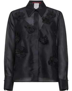Max Mara Silk Organza Mseagi Embroidered Shirt - Black