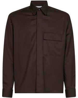 D 40 Virgin Wool Overshirt - Brown