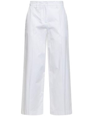 Blanca Vita Stretch Cotton Polka Wide-Leg Trousers - White