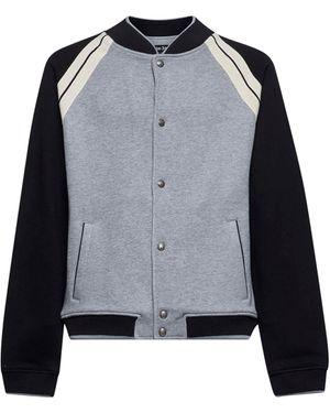 Palm Angels Giacca Varsity Track Curved Logo Grigia - Nero