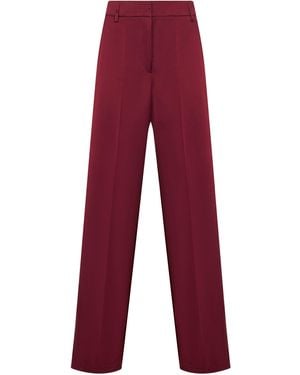 Blanca Vita Burgundy Satin Plettro Palazzo Trousers - Red