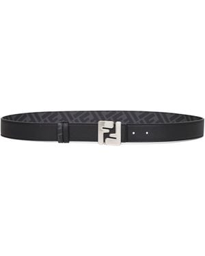Fendi Squared Ff Reversible Belt - White