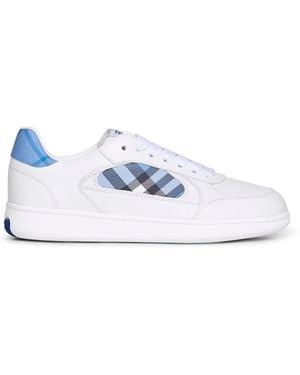 Burberry Optical Leather And Cornflower Check Terrace Trainers - White
