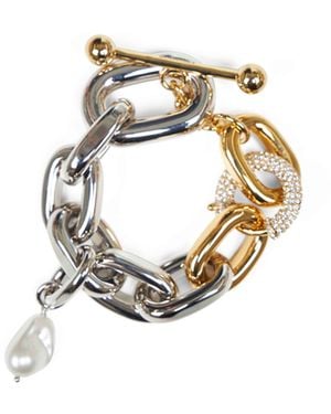 Rabanne And Two-Tone Xl Link Bracelet With Punk Details - Metallic