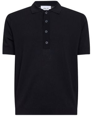 D 40 Viscose Blend Knit Short-Sleeved Polo Shirt - Black