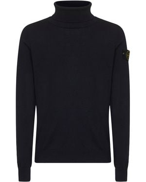 Stone Island Lightweight Rws Wool Turtleneck Jumper - Blue