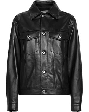 Bottega Veneta Nappa Leather Jacket With Intrecciato Leather Bandana - Black
