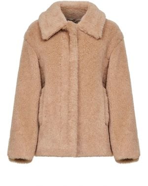 Max Mara Teddy Mxmtritone Cropped Coat - Natural