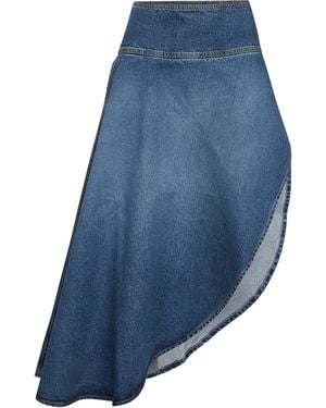 Alaïa Denim Cotton Column Skirt in Blue | Lyst