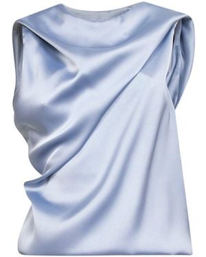 Blanca Vita Powder Satin Tafoly Draped Top - Blue