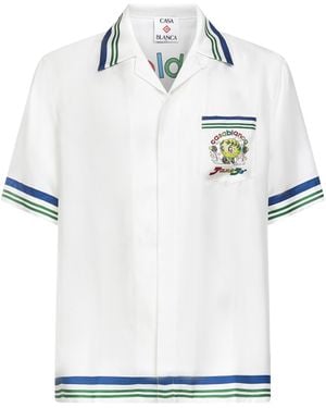 CASABLANCA Silk Twill Tennis Mascot Shirt - White