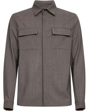 Herno Dove Bi-Stretch Wool Canvas Shirt - Grey