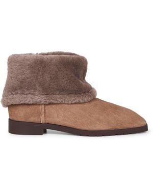 TOTEME Fold-Down Shearling Ankle Boots - Brown