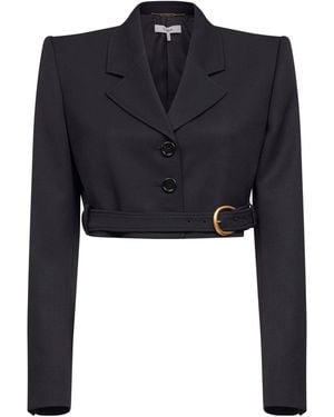 Chloé Grain De Poudre Wool Spencer Cropped Jacket - Blue