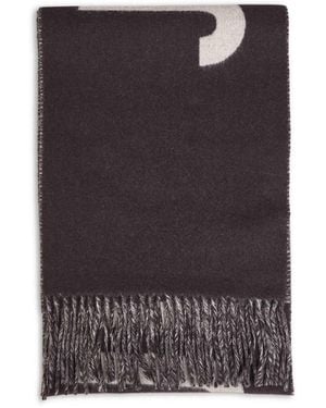 Jacquemus Wool The Fringe Logo Scarf - Black