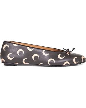 Marine Serre Moon Print Leather Ballet Flats - White