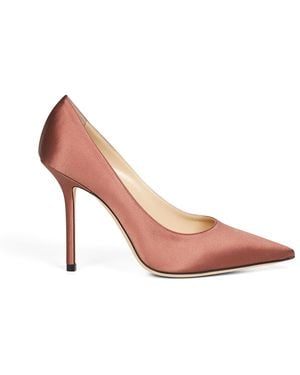 Jimmy Choo Cognac Satin Love 100 Pointed-Toe Pumps - Pink
