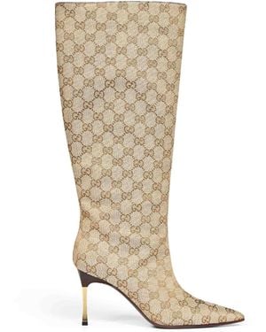 Gucci Gg Canvas Bombshell Boots - White