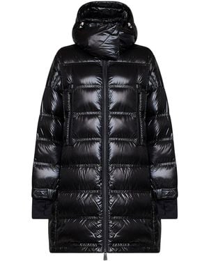 Moncler Rochelairs Long Hooded Down Jacket - Black