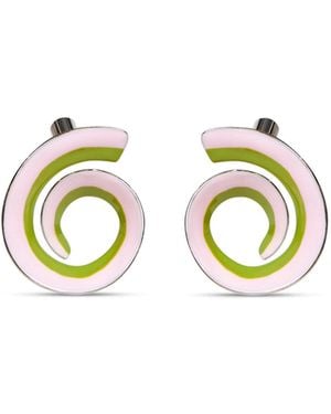 Marni Soft Enamelled Metal Spiral Earrings - Metallic